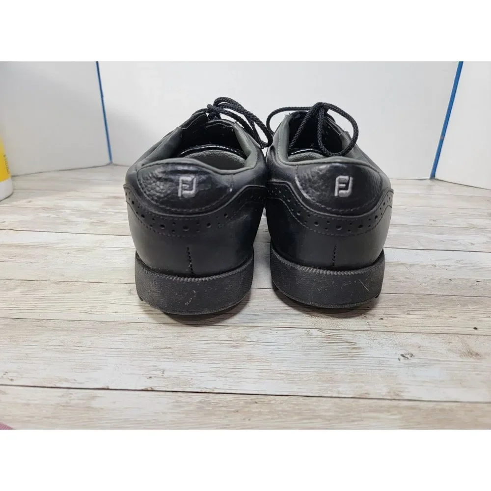 Mens FootJoy Size‎ 8.5M Lace Up Saddle Spike Golf Shoes 45534 Black